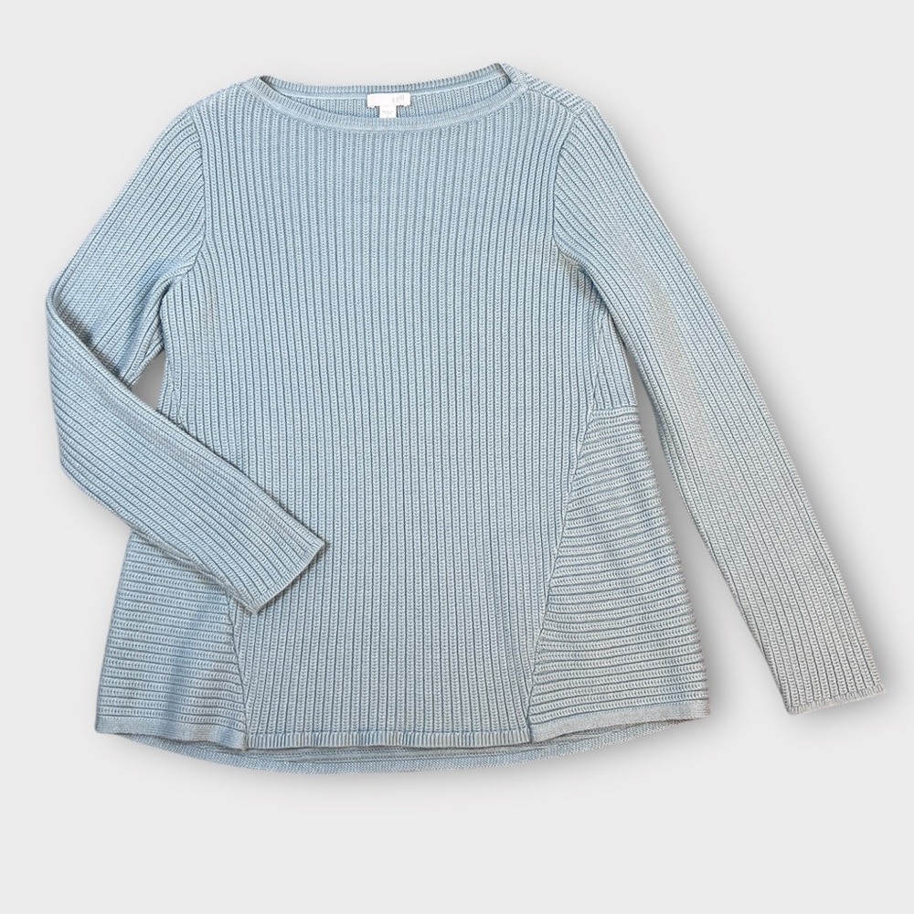 J Jill Light Aqua Rib-Knit sweater in SP
